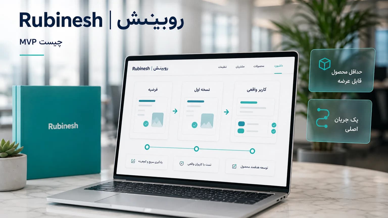 داشبورد محصول روی لپتاپ: فرضیه بازار، نسخه اول و کاربر واقعی — روبینش | Rubinesh